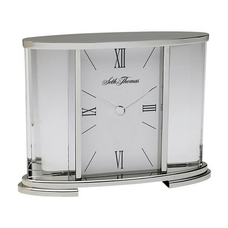 Seth Thomas Carriage Shape Glass Table Clock in Silver