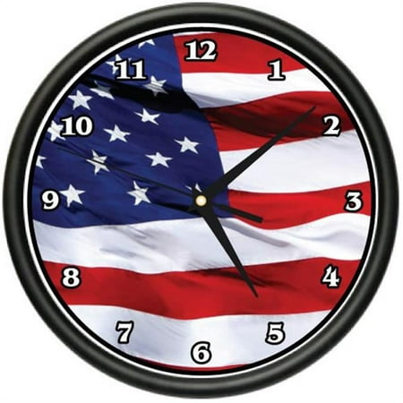 SignMission CL-American Flag 10 in. dia. American Flag Wall Clock