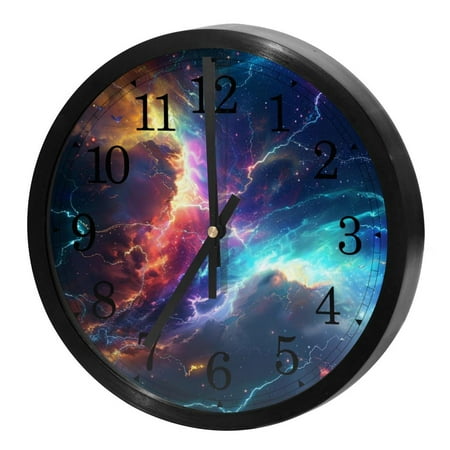 Silent Round Digital Wall Clock 9.8 Inch Easy Read-Battery Operated Non Ticking Blue Lightning Clocks for Office Bedroom Living Room Kitchen Home Decor