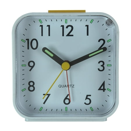 Small Battery Operated Analog Alarm Clock, Travel Clock,Slient Bedside Clocks for Bedrooms Bathroom Shelf Desk - white