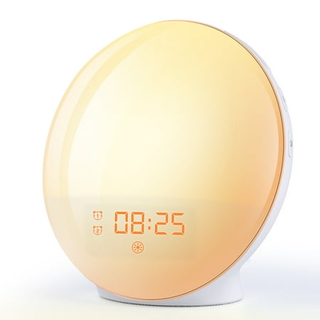 Smart Alarm Clock Wake Up Light - Sunrise Alarm Clock Supports APP Control with FM Radio, Sunrise/Sunset Simulation, 4 Alarms, Snooze Function, 7 Colors, 7 Natural Sound & FM Radio, Digital LED Clock