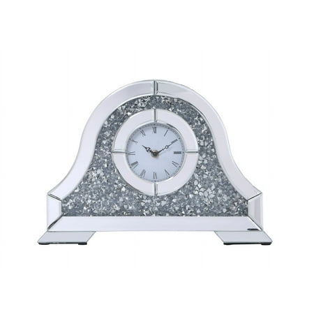 Sparkle 15.7 in. Contemporary Silver Crystal Table clock