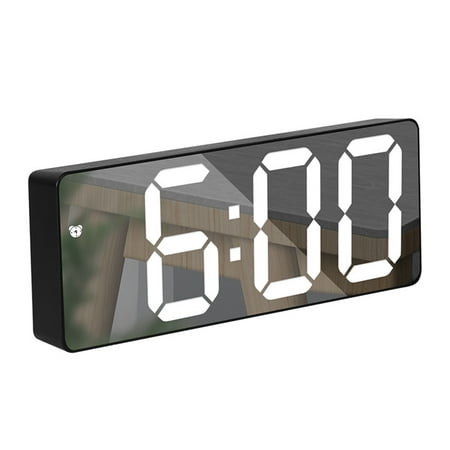 Spring Savings! Outoloxit LED Digital Inventive Alarm Clock Alarm Configuration Electronic Mirror Clock, Time/date/temperature Rotation Display and Sound Control Wake-up Function, Black