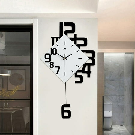 Swing Wall Watch Clock Quartz Silent Pendulum Hanging Clock Home Art Decor Swing Wall Clock Modern Design Nordic Style Living Room Fashion Creative Decor Nordic Style Swing Wall Clock Living Room