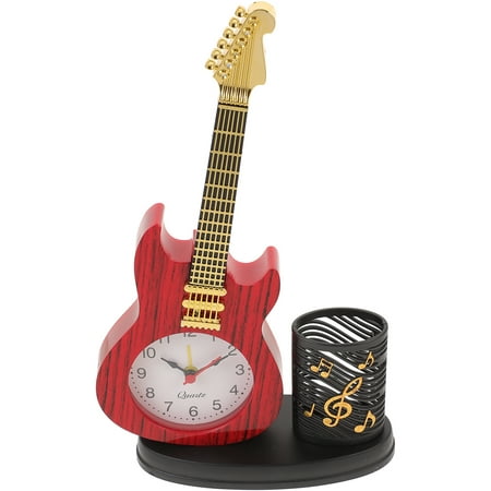 Tabletop Violin Clock Decorative Creative Alarm Desk Pen Holder Living Room Model