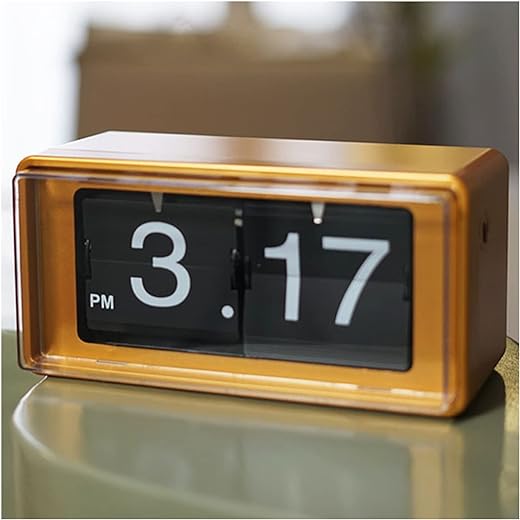 TEmkin Flip Clock, Retro Style Flip Desk Shelf Clock, Mechanical-Digital Display Battery Powered, File Down Page Clocks, for Bedroom Study Office Home Decoration