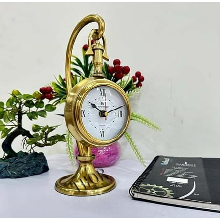 Thor Instruments Beautiful Nautical Marine Vintage Brass Desk Clock Table Clock Antique Nautical Clock Brass Antique Table Clock for Home and Office