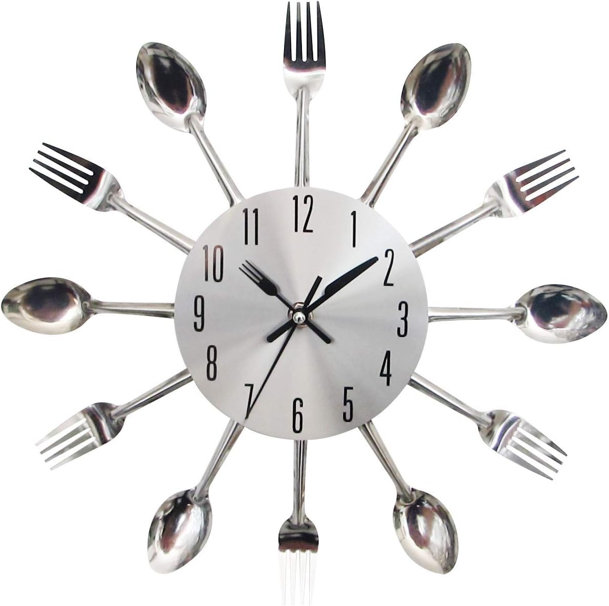 Timelike Kitchen Wall Clock, 3D Removable Modern Creative Cutlery Kitchen Spoon Fork Wall Clock Mirror Wall Decal Wall Sticker Room Home Decoration