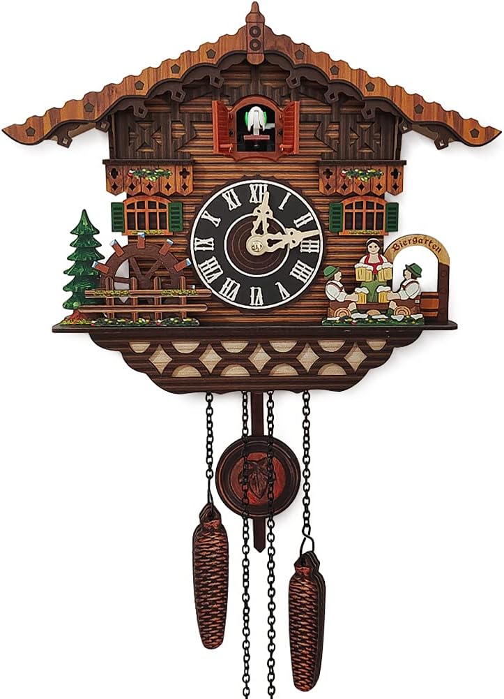 Traditional Black Forest Cuckoo Clock, Newly Wood Coo Coo Clock Decorative Wall Clock with Pendulum and Chiming Function - Perfect Wall Clocks for Home Livingroom Decor