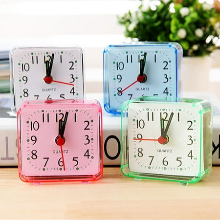 Travel Alarm Clock Small Analog Battery Operated Silent No Ticking Snooze Lights