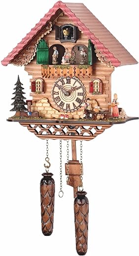 Trenkle Quartz Cuckoo Clock Black Forest House with Music, Turning Dancers TU 474 QMT HZZG