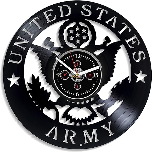 United States Army Wall Clock Vintage Vinyl Record Retro Wall Clock Large US Army Art for Boyfriend American Army Art Birthday Gift US Army Gift for Husband USA New Year Gift