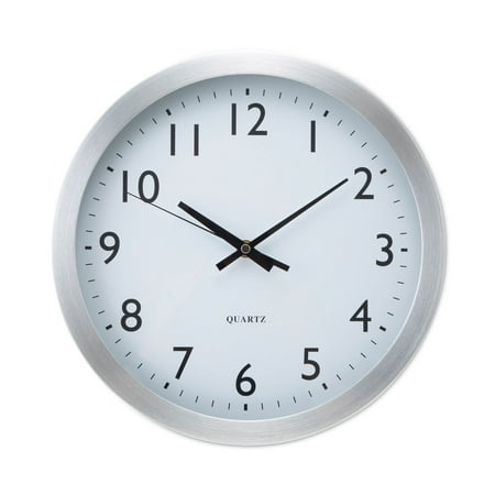 Universal UNV10425 12 in. Overall Diameter Brushed Aluminum Wall Clock - Silver Case