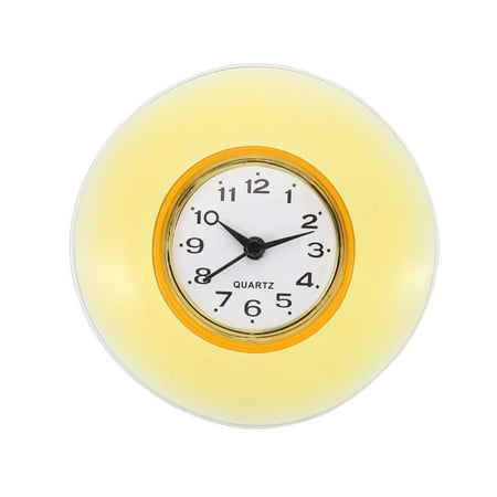 Wall Clock Mini Cute Bathroom Mirror Suction Waterproof Shower Clock, Yellow