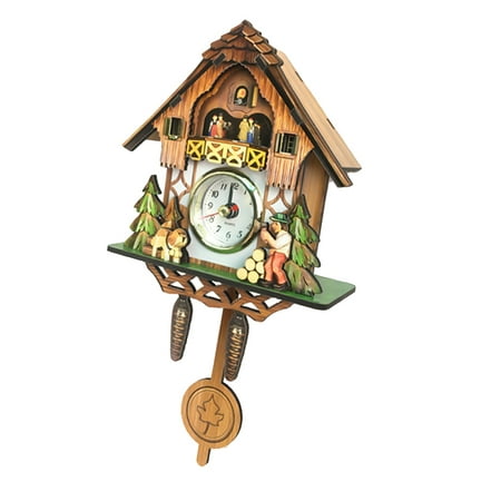 Wall Cuckoo Clocks Wooden Cuckoo Clock with Pendulum, Music Alarming, Home