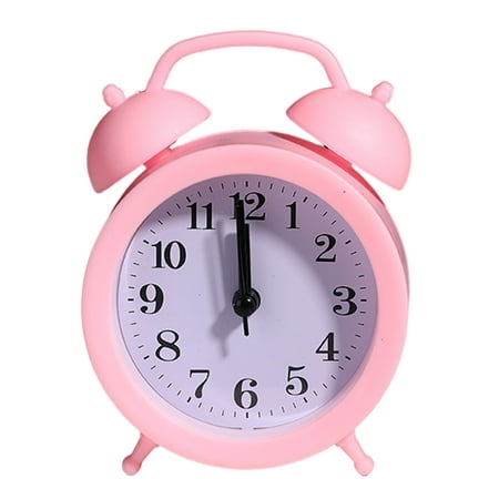 Warkul Double Bell Clock Accurate Timekeeping Battery Operated Analog Mini Round Bedside Desk Alarm Clock Cute Kids Gift