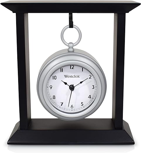 Westclox 8 in. Black Pocket Watch Table Clock Model # 91140 (Black/Silver)