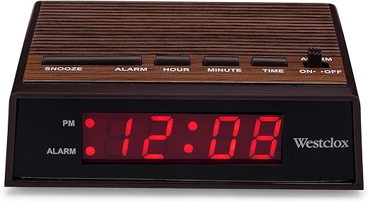 Westclox Retro Wood Style Easy To Read Super Bright Small Night Table Soft Tone Alarm Clock 22690