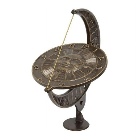 Whitehall Aluminum Sun and Moon Sundial, French Bronze, 12L