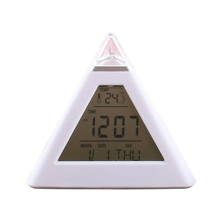 XunRui Clock 7 LED Color Changing Digital Alarm Clock Fashion Electronic Alarm Temperature Calendar DateTime Clock