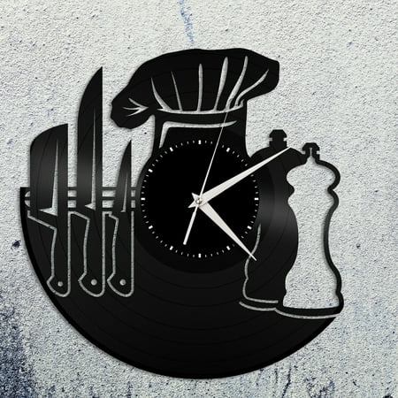 YanGxx Chef Chief-Cooker Vinyl Wall Clock Record Unique Design Home Kitchen Decoration Vintage Design Office Bar Room Home Decor