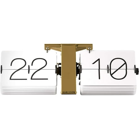 YANRUI Flip Clock No Case White, Brass Stand, Steel, 8.5 x 36 x 14 cm