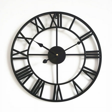 YJ.GWL Metal Wall Clock Industrial Wall Art Decor Clocks Silent Retro Iron Digital Wall Clock 16Inch