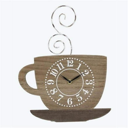 Youngs 21475 Wood & Twist Metal Coffee Cup Wall Clock