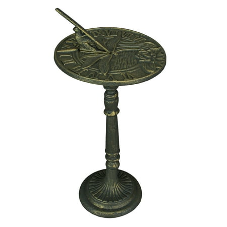 Zeckos Green Cast Iron Dragonfly Sundial Decorative Garden Art 21 inch