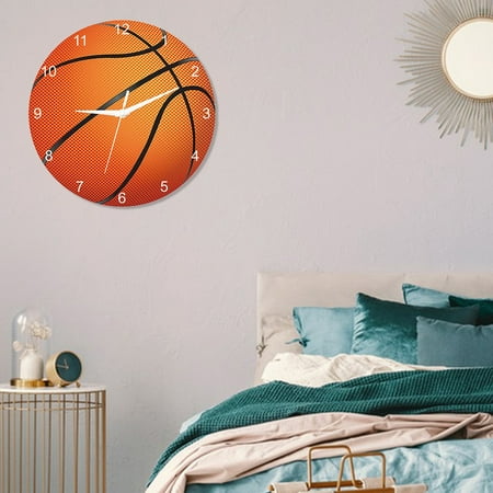 zhuxioush Basketball Football Baseball Volleyball Creative Clock Wall Clock Bedroom Living Room Decoration Clock Motion Mute Punching Wall Clock Alarm Clock Analog Clock Bedroom Clock