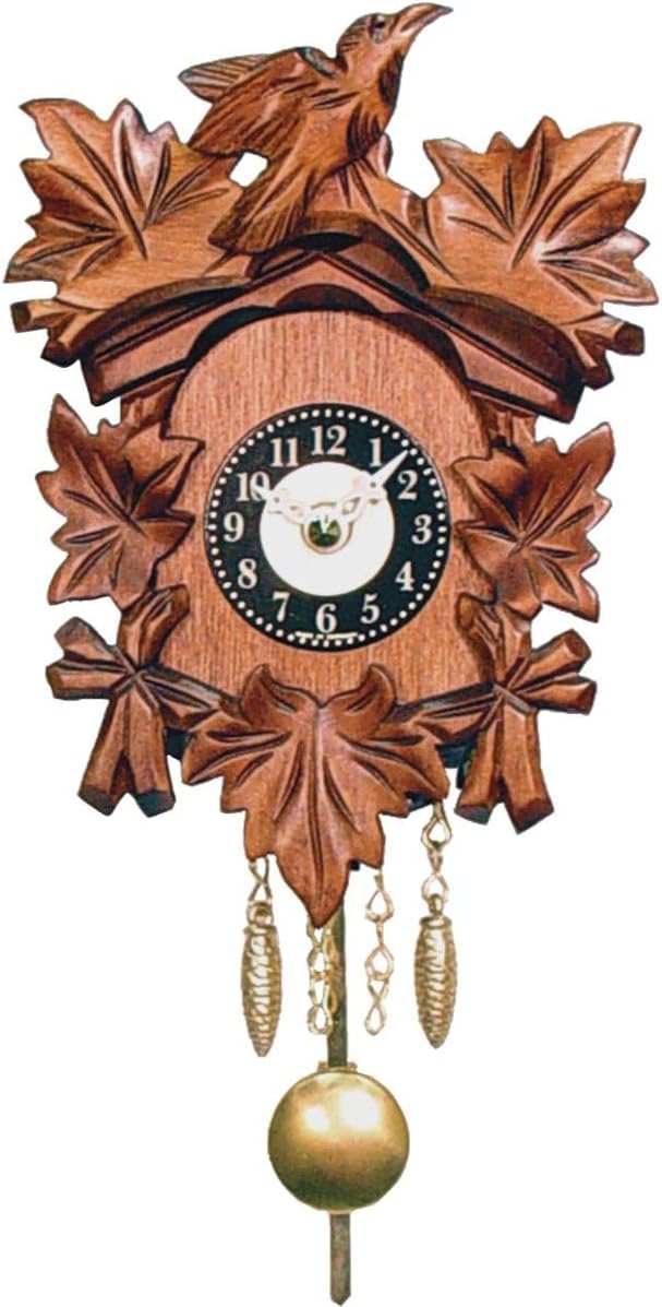 0125-1QP Engstler Battery-Operated Clock-Mini Size with Music/Chimes-5.5" H x 4.25" W x 3.25" D, Brown