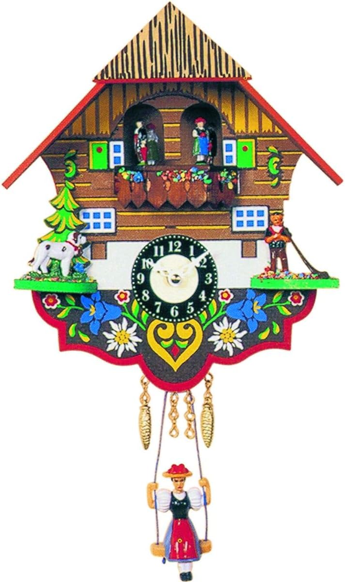 0193SQT Engstler Battery-Operated Clock-Mini Size with Music/Chimes-7.5 H x 7 W x 3 D, White