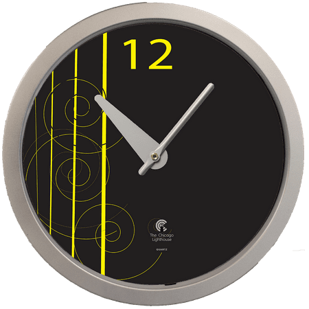 Artist Series David Williams - Black and Yellow 14.5 In. Silver Contemporary Body Quartz Movement Decorative Wall Clock