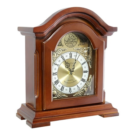 Bedford Clock Collection Redwood Mantel Clock with Chimes