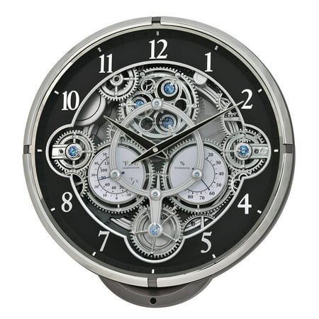 Chronograph Black & Silver Magic Motion Wall Clock by Rhythm