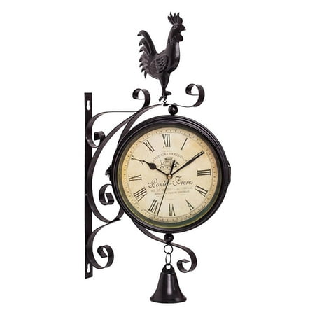 Double Sided Wall Clock, Outdoor Garden Clock Style Clock Vintage Wall Clock, - Roman Numerals