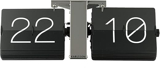 Karlsson Flip Clock No Case Black, Chrome Stand, Steel, 8.5 x 36 x 14 cm