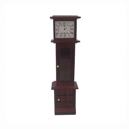 Kiplyki Wholesale 1:12 Dollhou Miniature Living Room Vintage Wooden Grandfather Clock Brown