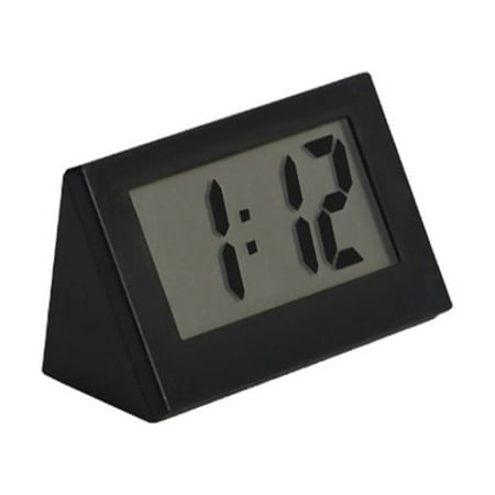 Linyer Mini Clock LED Screen Bedside 24H Digital Electronic Clocks Plastic Battery Operated Household Pocket Office Calendar Black