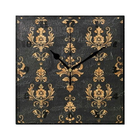 Luxury Floral Damask Wall Clock 7.78 Non-Ticking Silent Battery Operated for Home Bedroom Office Kitchen Living Room