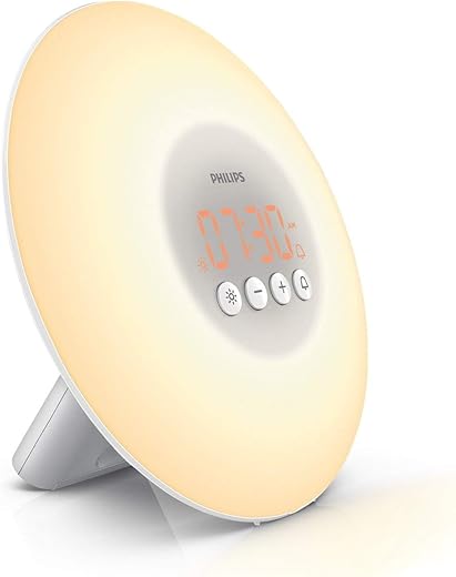 Philips SmartSleep Wake-Up Light Therapy Alarm Clock with Sunrise Simulation, White, HF3500/60