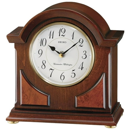 Seiko 9 Sayo Brown Wooden Chime Mantel Clock, Traditional, Quartz, Analog, QXJ012BLH