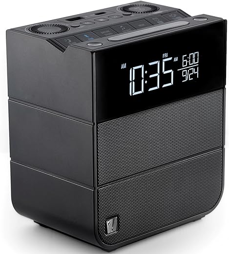 Sound Rise II, SFQ-16: Bedside Alarm Clock Radio & Bluetooth Speaker, with Large Display Screen, FM Radio, Fast USB Charging, and Nature Sound