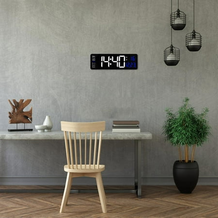 super loud alarm clock for heavy sleepers adults patio wall decor battery wall clock digital Large LED Digital Wall Clock Temperature Date Day Display USB Remote Control