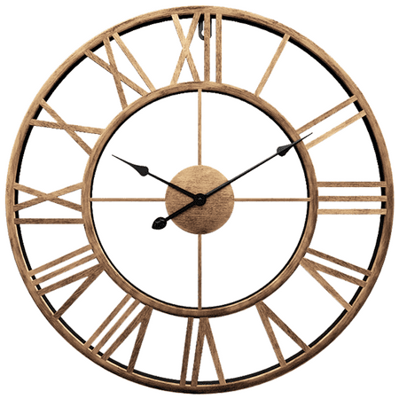 Thicker Metal Large Wall Clock Home Decorative Industrial Clocks with Big Arabic Numerals,Retro Oversized Clock for Living Room Decor,Battery Operated,Gold