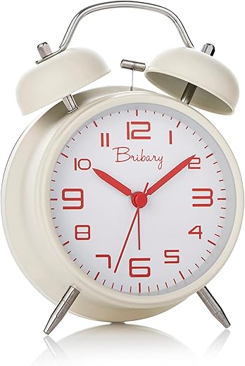 Twin Bell Vintage Alarm Clock - Extra Loud for Heavy Sleepers - Retro Style Desk Clock for Bedroom, Living Room & Kitchen Decor. Old Fashioned Alarm Clock.