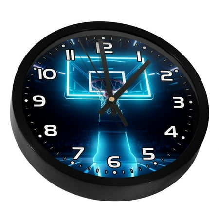 Wall Clocks Battery Operated Modern Clocks Round Silent Clock 9.8 in Basketball Hoop Stadium