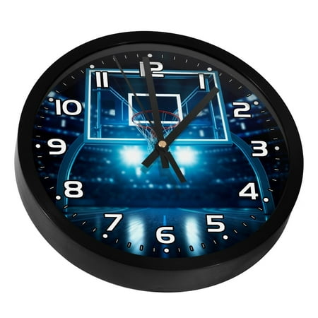 Wall Clocks Battery Operated Modern Clocks Round Silent Clock 9.8 in Basketball Hoop Stadium