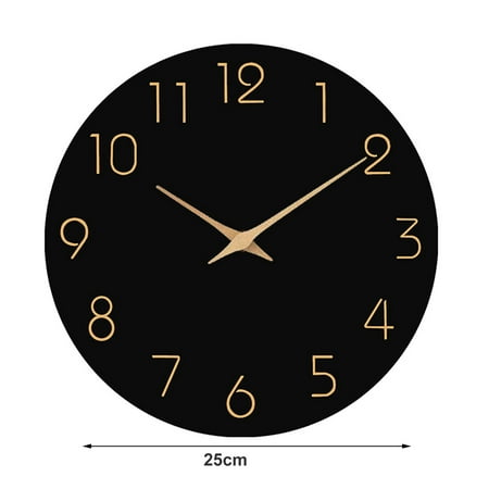 Waroomhouse Silent Wall Clock Silent Sleeping Environment Wall Clock Wall Clock Silent Non-ticking Battery Operated Wooden Hanging Clock for Home Bathroom School