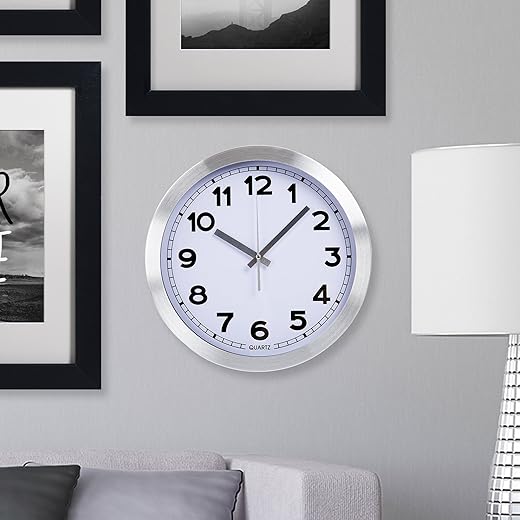 12 Inch Brushed Aluminum Wall Clock